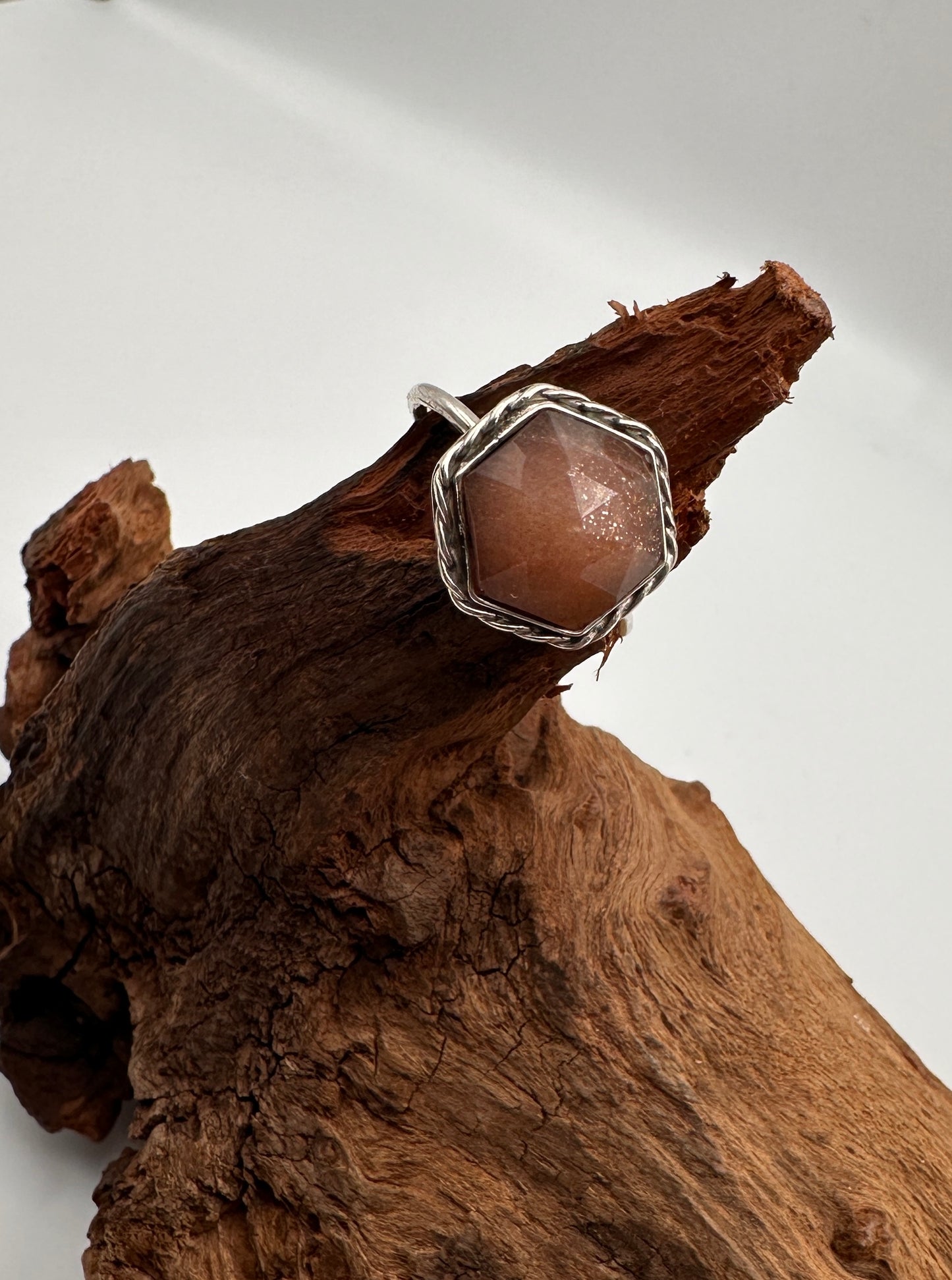 Hexagon Sunstone Ring